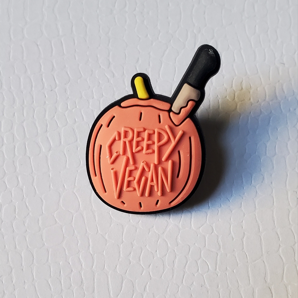 Creepy Vegan Pumpkin Halloween Croc Shoe Charm